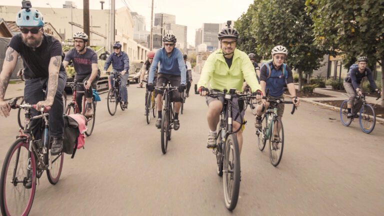 The Allen Institute’s bicycling group on their evening cycle in South Lake Union. Photo by Erik Dinnel / Allen Institute