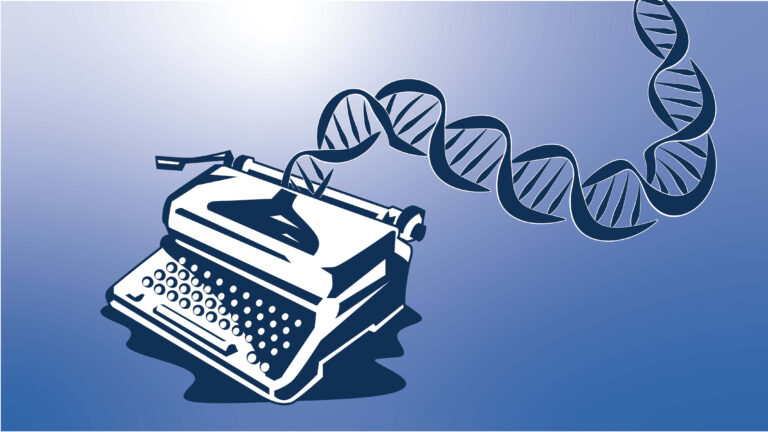 illustration of type writer printing dna
