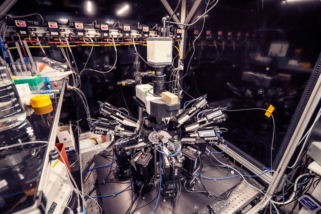 octopatch rig used in electrophysiology lab