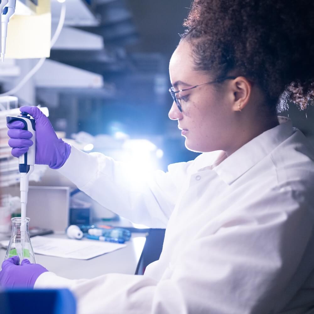 Scientist working in the lab at the Allen Institute for Brain Science