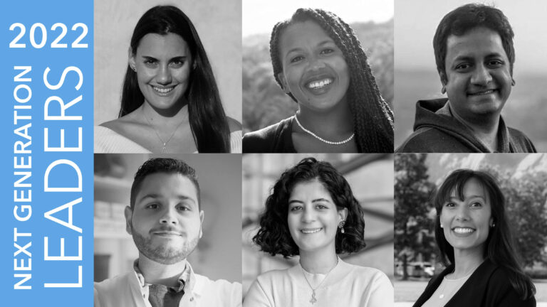 Allen Institute 2022 Next Generation Leaders. Top row (from left to right): Constantina Theofanopoulou, Heather Snell, Karthik Shekhar. Bottom row (from left to right) Kauê Machado,Leena Ali Ibrahim, Tahra Eissa.